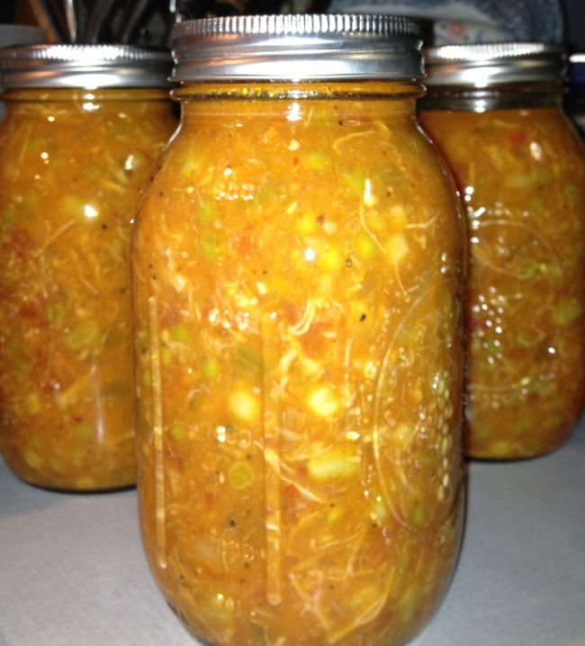 Brunswick stew in jars.