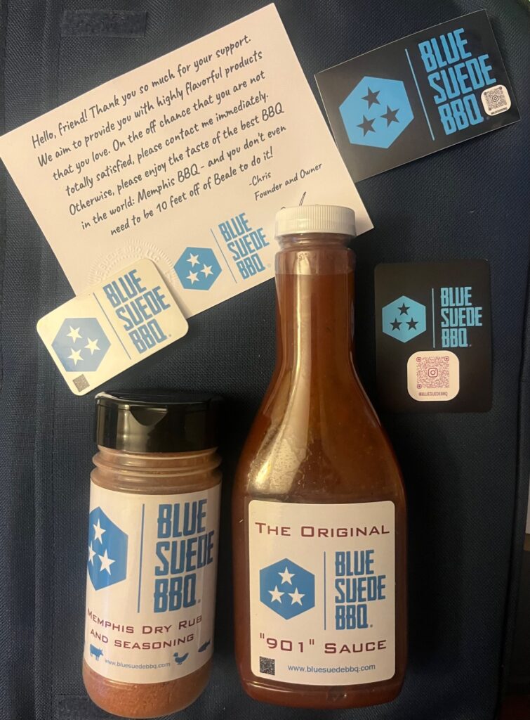 Blue Suede BBQ dry rub and "901" sauce.