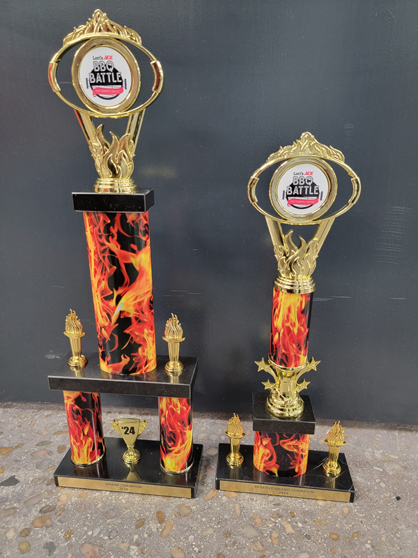 Lori's Ace Home & Hardware BBQ Battle trophies.