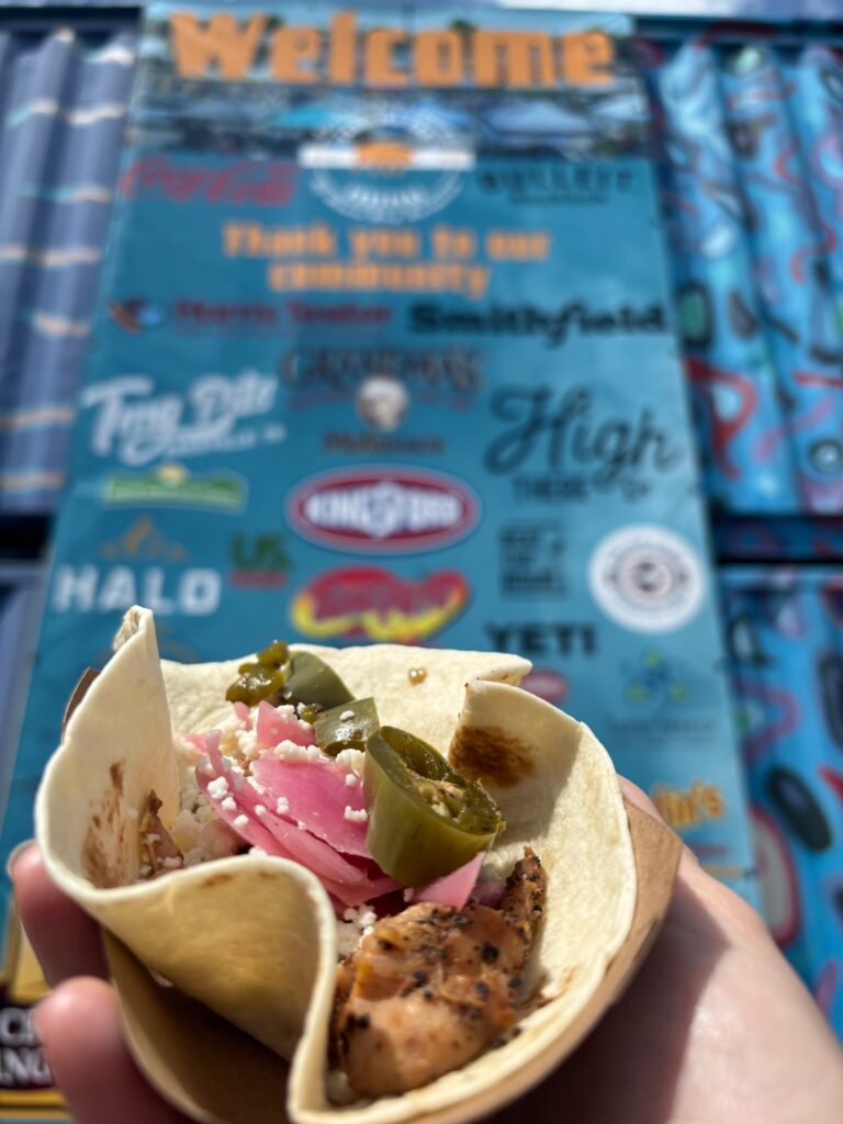 Smoked chicken taco at the Carolina BBQ Festival in uptown Charlotte. 